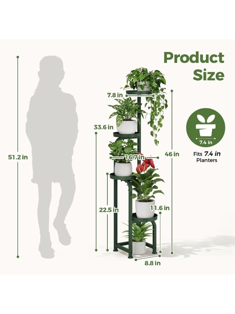 New Corner Plant Stand Indoor Outdoor Tall Metal Flower Pot Stands - Picture 2 of 6